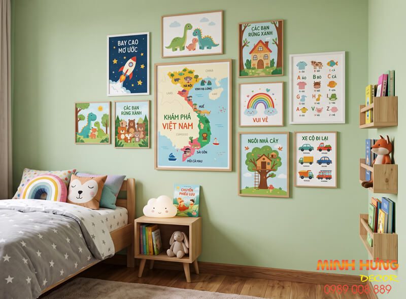 Bộ tranh canvas trang trí đầu giường phòng trẻ em