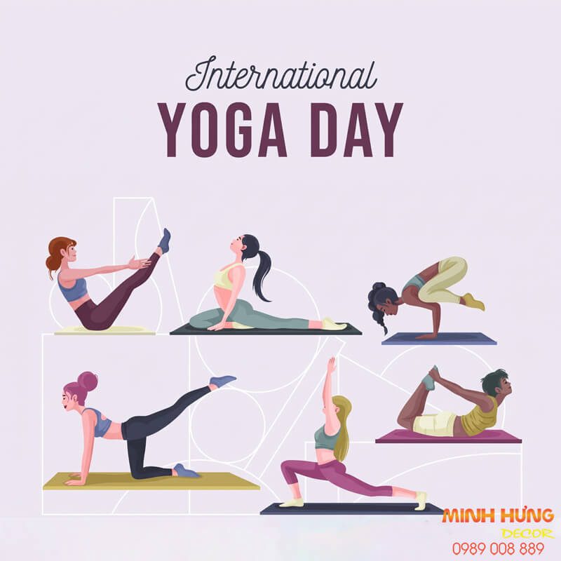 Tranh canvas hiện đại tổng hợp các tư thế yoga asana sắc màu pastel treo tường phòng gym yoga decor