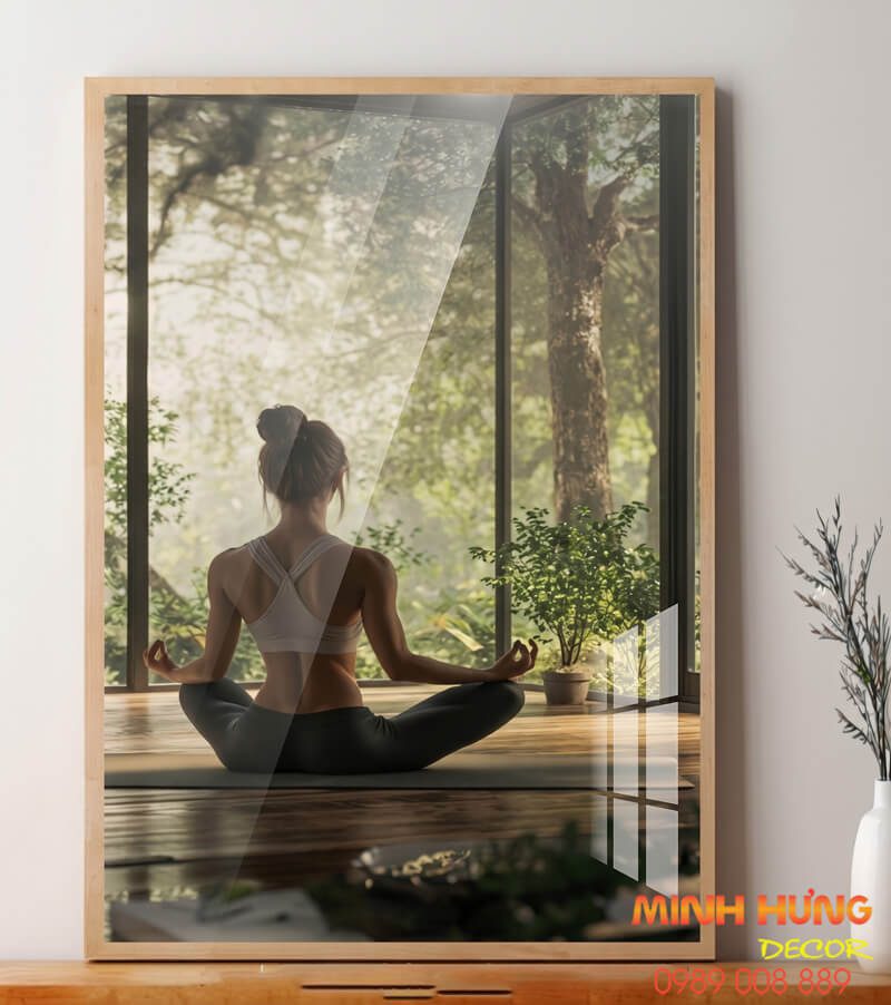 Tranh cô gái nghệ thuật bề mặt bóng cho không gian làm đẹp