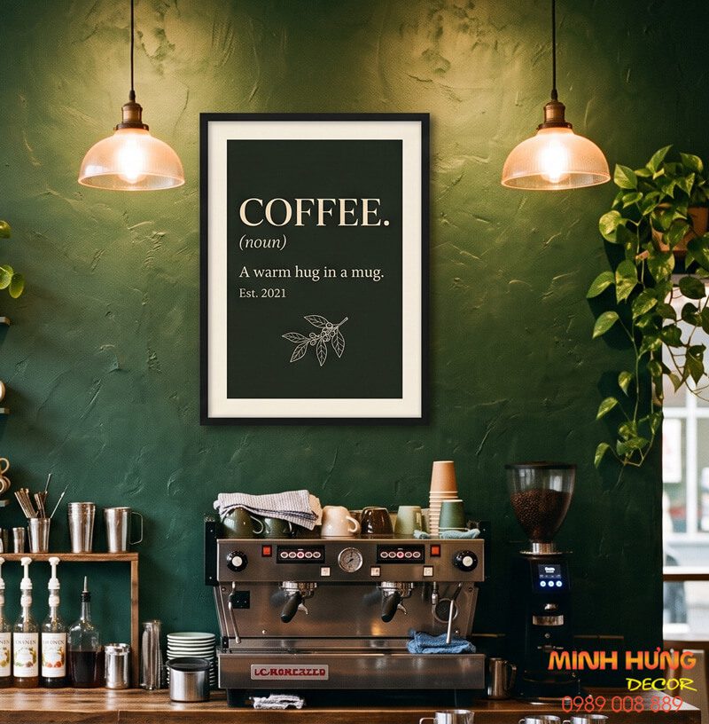 Tranh canvas chữ Coffee phong cách tối giản treo tường quán cafe
