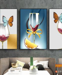 Tranh ly rượu và bướm TGH2537