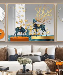 Tranh bộ 3D hươu hình khối TNP272