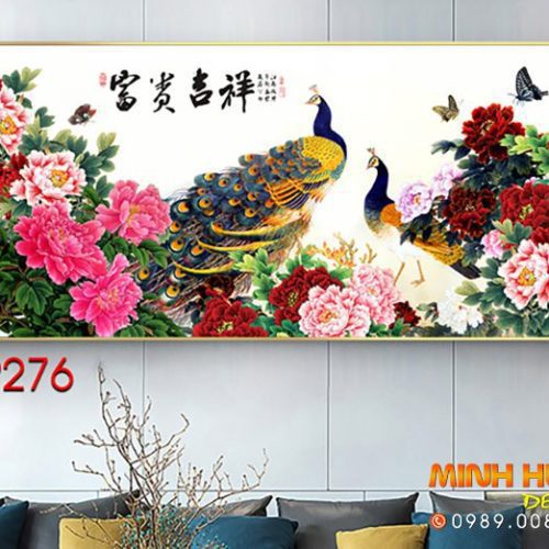 Tranh công và hoa mẫu đơn TNP276