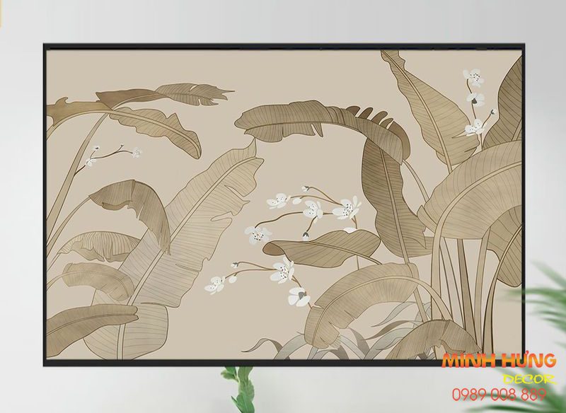 Trang trí phòng ăn ấm cúng từ tranh lá chuối treo tường