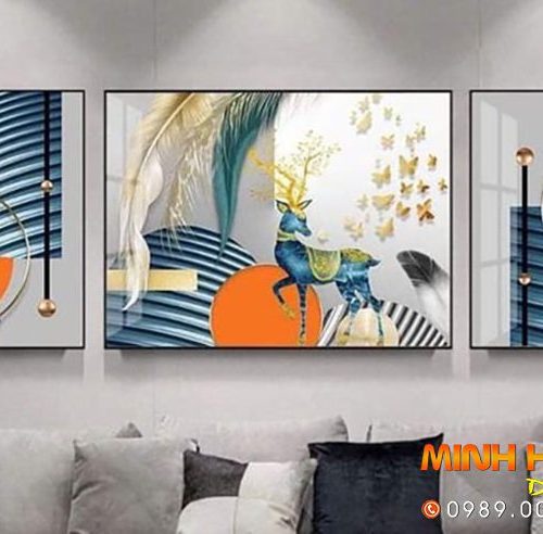 Tranh trừu tượng và chú hươu TNP289