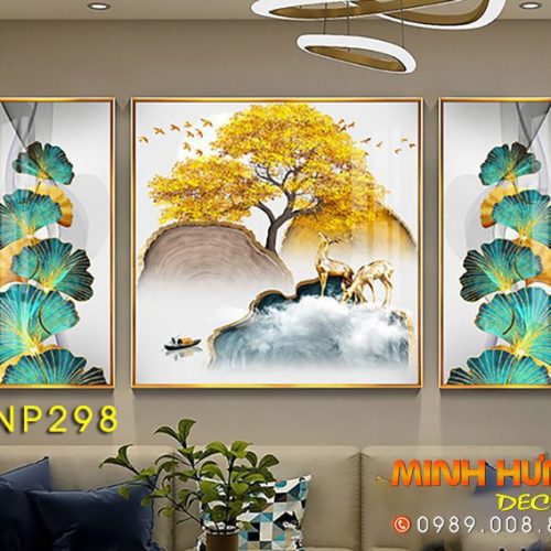 Tranh nghệ thuật những chiếc lá rẻ quạt TNP298
