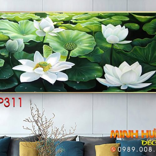 Tranh hoa sen trắng TNP311