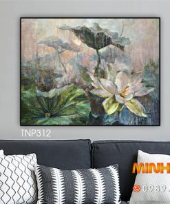 Tranh hoa sen trắng nghệ thuật TNP312