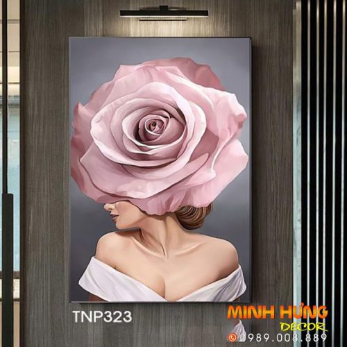 Tranh cô gái hoa hong TNP323)