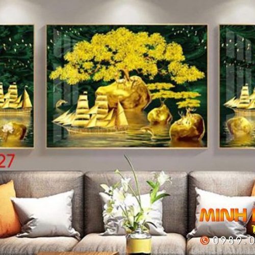 Tranh tùng vàng mọc trên đá TNP327
