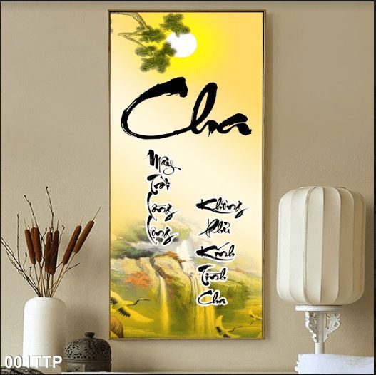 Tranh thư pháp chữ cha 001TTP