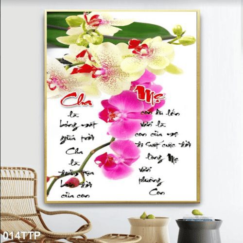 Tranh cha mẹ và hoa lan 014TTP