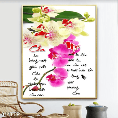 Tranh cha mẹ và hoa lan 014TTP