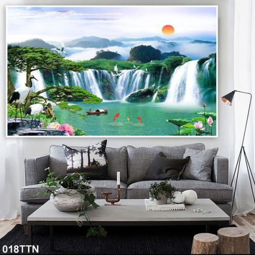 Tranh cảnh đẹp non nước hữu tình thác nước 018TTN
