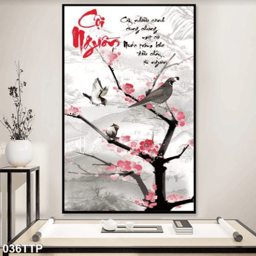Tranh cành đào và chữ cội nguồn 036TTP