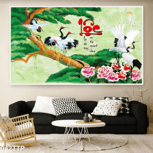 Tranh chữ lộc và tùng hạc 042TTP