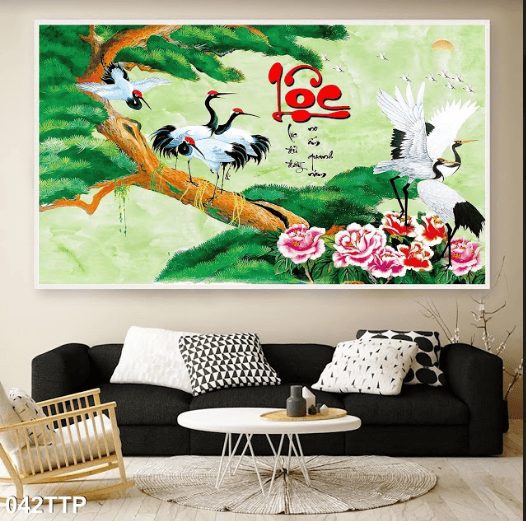 Tranh chữ lộc và tùng hạc 042TTP