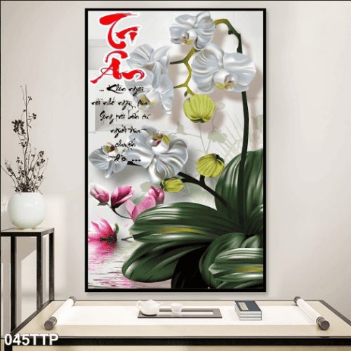 Tranh hoa lan và chữ tri ân 045TTP