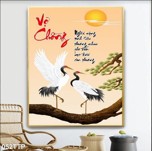 Tranh về vợ chồng và đôi tùng hạc 052TTP