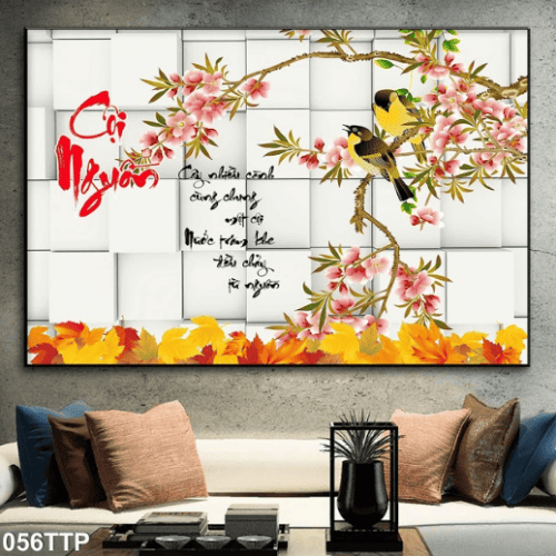 Tranh đôi chim và chữ cội nguồn 056TTP