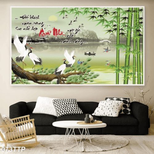 Tranh thư pháp quê nhà 073TTP