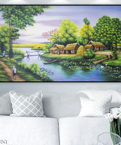 Tranh nét đẹp thanh bình làng quê 120TDQ