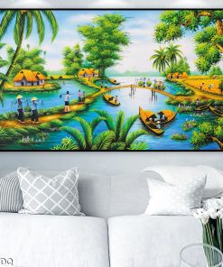 Tranh lao động của người dân làng quê 122TDQ