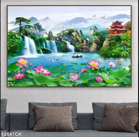 Tranh phong cảnh đầm sen 1264TCK