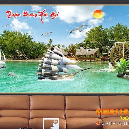Tranh cánh buồm và hải âu 1284TTN
