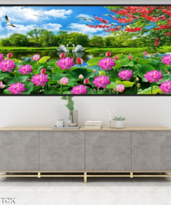 Tranh treo tường hoa sen và thiên nga 1569TCK