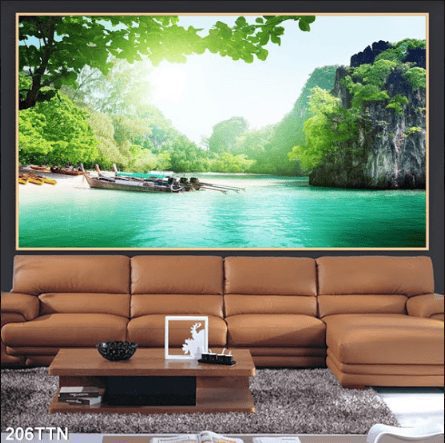 tranh phong cảnh hồ nước xanh mát 206TTN h