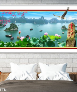 Tranh núi non và hồ sen 335TTN