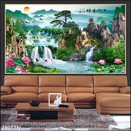 Tranh thác nước phong thủy 390TTN