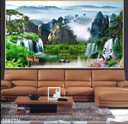 Tranh treo tường thác nước sơn thủy 398TTN