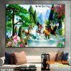 Tranh 8 con ngựa chạy dưới nước 448TNBM