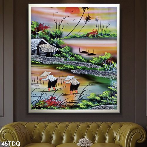 Tranh cảnh lao động vùng quê 45TDQ