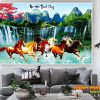 Tranh bát mã và thác nước đẹp 648TNBM