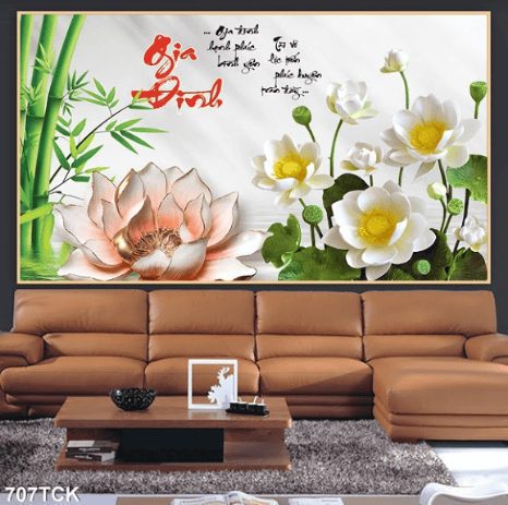tranh treo tường hoa sen 707TCK