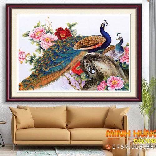 Tranh treo tường chim công 3D 845TTN