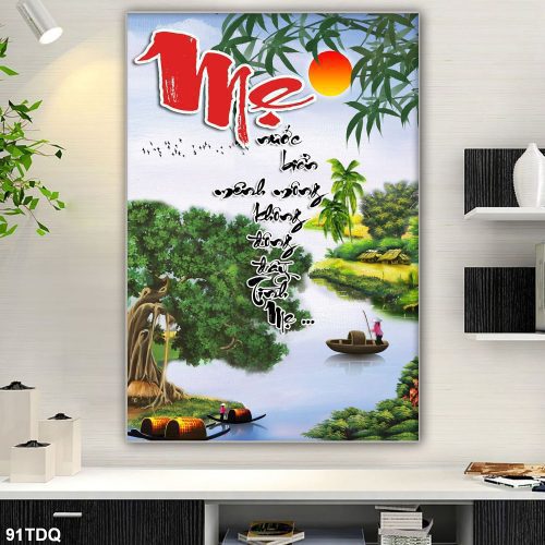 Tranh người phụ nữ chèo thuyền 91TDQ