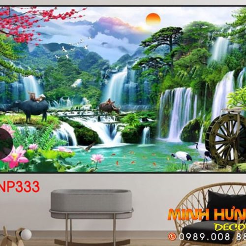 Tranh sơn thủy thác nước TNP333