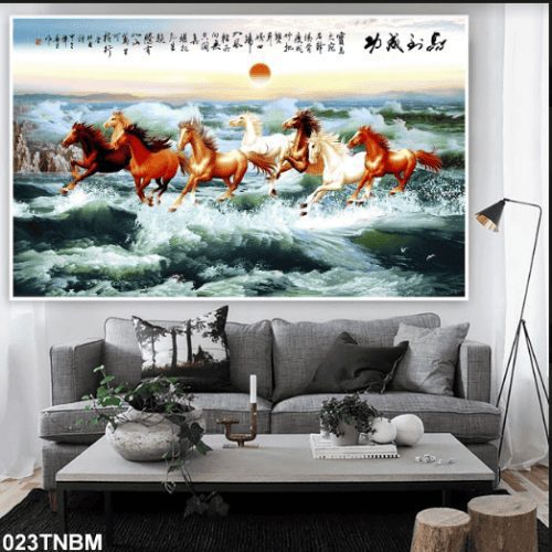 Tranh ngựa chạy trên biển 023TNBM