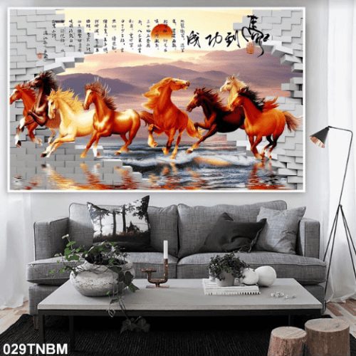 Tranh bát mã chạy trên mặt nước 029TNBM