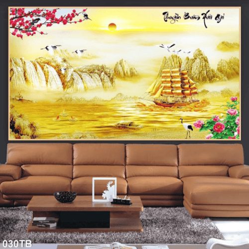 Tranh cảnh đẹp thuyền vàng 030TB