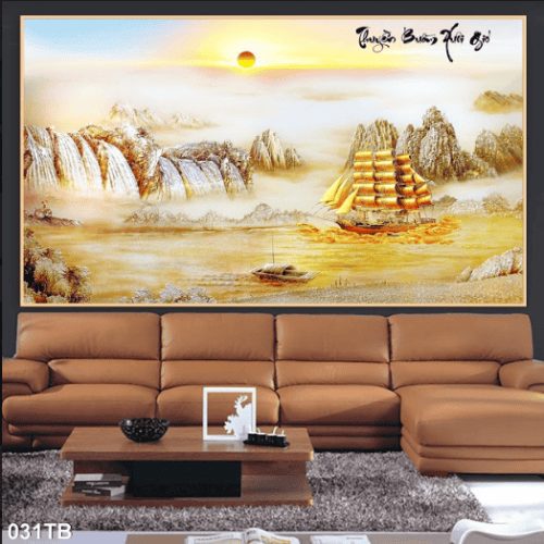 Tranh núi non và thuyền vàng 031TB