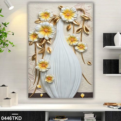 Tranh 3D bình hoa trắng 0446TKD