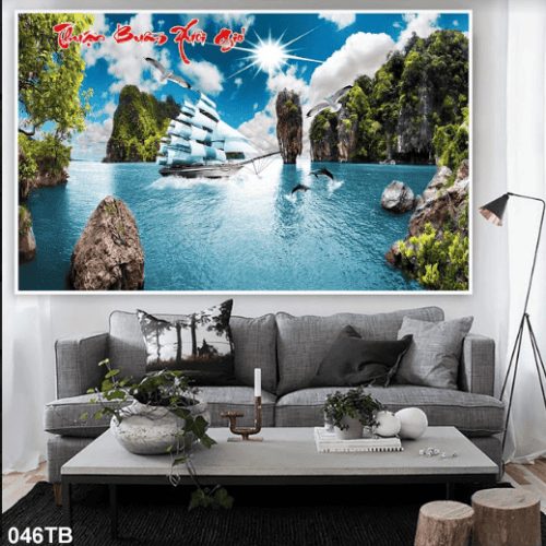 Tranh 3D thuyền buồm đẹp 046TB