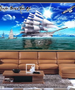 Tranh 3D con thuyền trắng 108TB