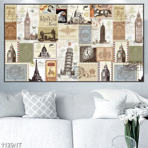 Tranh treo tường các loại tem châu âu đẹp 1129NT