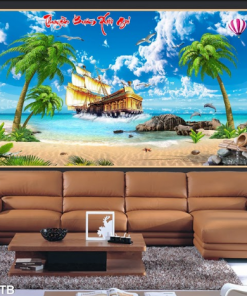 Tranh 3D cảnh đẹp con thuyền 123TB
